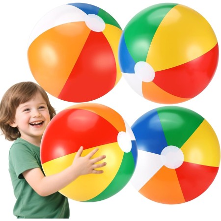 Pelota de Playa, 4 Piezas Pelotas de Playa Inflables, 50cm Pelota Hinchable Paneles Colores, Juguete Acuático de Playa de Verano