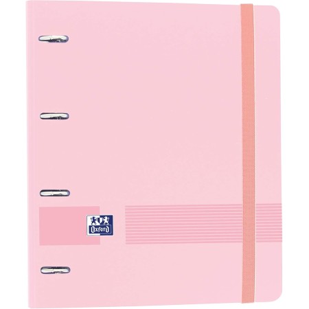Oxford, Archivador 4 anillas plástico polyfoam con recambio y goma Oxford Live & Go, A4+ con recambio 100 Hojas, 5 bandas color