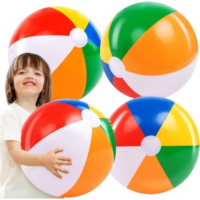 JOYIN Paquete de 4 Pelotas de Playa inflables de 20 Pulgadas, Grandes Pelotas de Playa arcoíris para Fiesta en la Piscina,