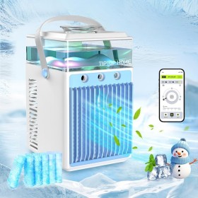Aire Acondicionado Portatil Silencioso,5 en 1 Mini Aire Acondicionado de 800 ml,Enfriador de Agua Mini Enfriador de Aire