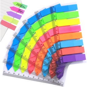 Hanyousheng Marcapaginas Adhesivos, 1120 Piezas Notas Adhesivas Índices, Pestañas de Índice, Coloridas Translúcidas Rectángulo y