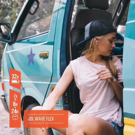 JBL Wave Flex, auriculares inalámbricos In-Ear con resistencia al agua IP54 e IPX2, tecnología TalkThru y AmbientAware y 32