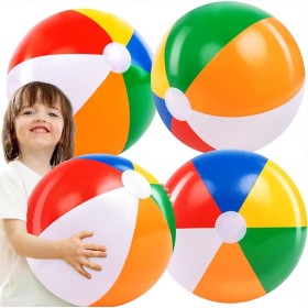 QEDBOJE 4 Piezas Pelota de Playa Inflable Gigante, Pelotas Hinchables de Colores Arcoíris, para Piscina y Playa, Ideal para