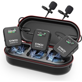 SYNCO Micrófono Inalambrico Solapa, G2A2 Mega Micrófono Lavalier 2.4Ghz 200m Compatible con Cámara DSLR Móviles, Grabación