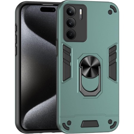 ILING Funda para Realme 14X 5G / Realme C75 4G, Ultradelgado Mate Armor Carcasa con 360 Anillo Soporte Dura PC y Silicona TPU