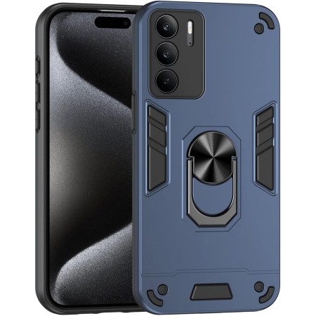 ILING Funda para Realme 14X 5G / Realme C75 4G, Ultradelgado Mate Armor Carcasa con 360 Anillo Soporte Dura PC y Silicona TPU