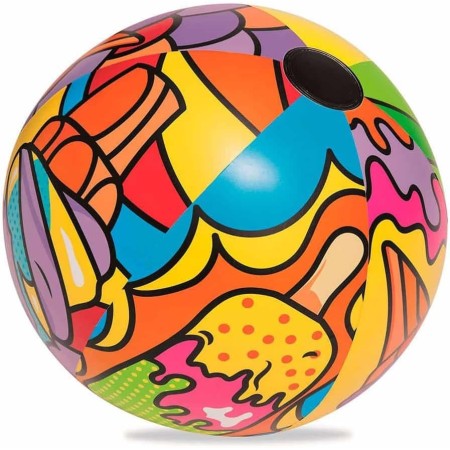 BESTWAY 31044 - Pelota de Playa Hinchable Diseño Pop Art Multicolor 63 cm aprox. Vinilo Resistente Probado con Válvula de