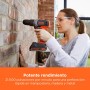 BLACK+DECKER Taladro percutor inalámbrico de 18V y 2 velocidades con dos baterías de 1,5Ah y cargador de 400mA, par de 45Nm, luz