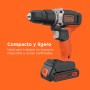 BLACK+DECKER Taladro percutor inalámbrico de 18V y 2 velocidades con dos baterías de 1,5Ah y cargador de 400mA, par de 45Nm, luz