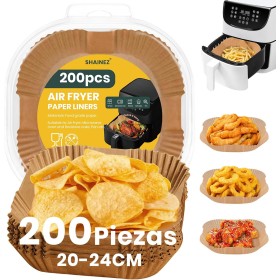 200 Piezas Papel Freidora Aire Cuadrado, 20CM, para COSORI Cecotec 5,5 6L, Papel de Pergamino Desechable Antiadherente para