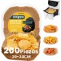 200 Piezas Papel Freidora Aire Cuadrado, 20CM, para COSORI Cecotec 5,5 6L, Papel de Pergamino Desechable Antiadherente para