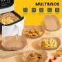 200 Piezas Papel Freidora Aire Cuadrado, 20CM, para COSORI Cecotec 5,5 6L, Papel de Pergamino Desechable Antiadherente para