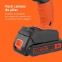 BLACK+DECKER Taladro percutor inalámbrico de 18V y 2 velocidades con dos baterías de 1,5Ah y cargador de 400mA, par de 45Nm, luz