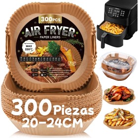 300 Piezas Papel para Freidora de Aire 5-8L, 20-24CM Papel Air Fryer Cuadrado, Papel Freidora Aire Desechable Antiadherente para