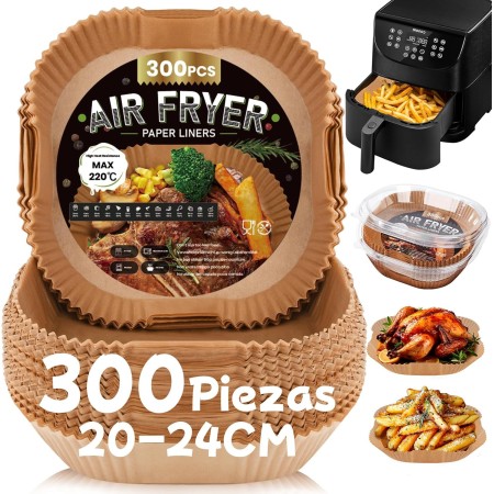 300 Piezas Papel para Freidora de Aire 5-8L, 20-24CM Papel Air Fryer Cuadrado, Papel Freidora Aire Desechable Antiadherente para