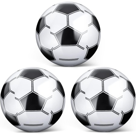 Grevosea 3 Pelotas de Fútbol Inflable, 15 Pulgadas, PVC, Blancas, 3 Piezas, 3 Sets, 25 cm, Paquete de 3, Para Playa, Voleibol y