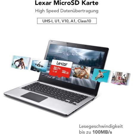 Lexar Tarjeta Micro SD 32 GB, 2 Paquetes, hasta 100 MB/s de Lectura, A1, U3, C10, V10, 4K, Full HD, Tarjeta de Memoria con