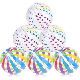 Pelotas de Playa, Glovios 6 Piezas Pelotas Piscina, Fútbol Inflable, Pelota Playa Inflable para Juguetes de Playa Verano Piscina