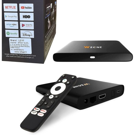 Leyf 4K Android TV Box Original Licensed by Google LLC and Netflix, Disney, Prime Video WiFi, Type-C, HDMI 2.1, USB 3.0,