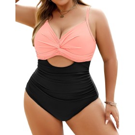 heekpek Bañador Mujer Talla Grande Bañadores Mujer Reductores Cuello en V Trajes de Baño Una Pieza Vientre Plano Bañadores