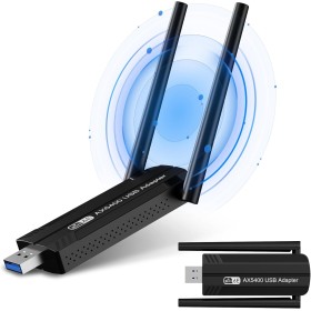 5400Mbps Adaptador WiFi USB para PC, RENGOGA USB WiFi 6E Tri-Banda 6GHz/5GHz/2.4GHz, AXE5400 Receptor WiFi Largo Alcance, Antena