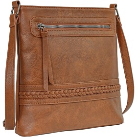 HUA ANGEL Casual Bolso Cruzado Mujer Mediano Bolsa de Hombro de Piel con Cremallera Crossbody Ligera Múltiples Bolsillos Para