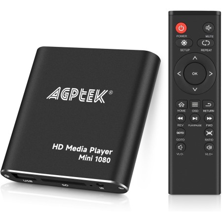 Reproductor Multimedia, 4K@30hz HDMI Reproductor Multimedia para TV con Salida de HDMI/AV/VGA Media Player para 14TB HDD/Unidad