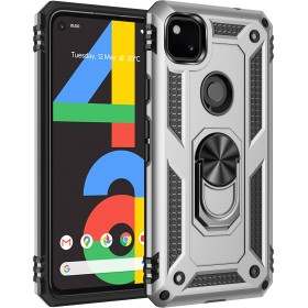 SORAKA Funda para Google Pixel 4a con Anillo Funda Google Pixel 4a TPU Blando Parachoques Duro PC Cubierta Trasera con Placa de