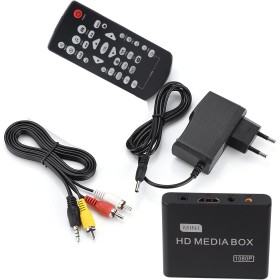 Mini Reproductor Multimedia Full HD, 110-240V 1080P HDMI Media Video Player Box - MKV/RM- Unidades USB HDD y Tarjetas SD, etc.,