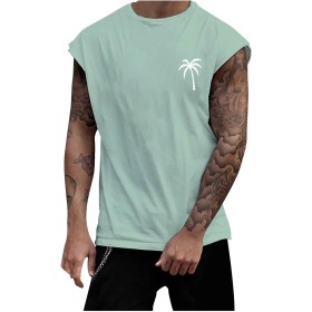 Camisetas de Tirantes Hombre Camiseta Deportiva para Color sólido Casual Playa Músculo T-Shirt diseño gráfico Sol y Sal Arena