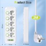 Blendura Regleta Enchufes, 2500W/10A Regleta Enchufes con USB, 5 Tomas con 4 USB-A y 1 Type-C Regleta Inteligente con Cable 2m