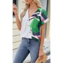 MEDUOLA Camiseta Mujer de Manga Corta Verano Cuello en V T-Shirt Elegante Camisas Casual Blusas impresión Suelta Tops