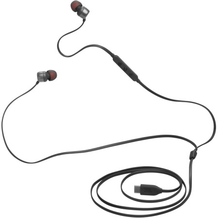 JBL Tune 310 C USB-C Auriculares intraaurales con micrófono y audio de alta resolución, cable plano antienredos, 3 botones de