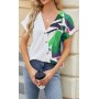 MEDUOLA Camiseta Mujer de Manga Corta Verano Cuello en V T-Shirt Elegante Camisas Casual Blusas impresión Suelta Tops