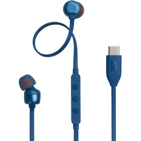 JBL Tune 310 C USB-C Auriculares intraaurales con micrófono y audio de alta resolución, cable plano antienredos, 3 botones de