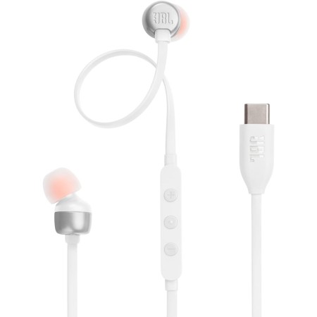 JBL Tune 310 C USB-C Auriculares intraaurales con micrófono y audio de alta resolución, cable plano antienredos, 3 botones de