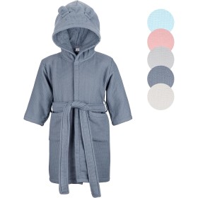 KAKU NANU Albornoz Niños Bata 100% Algodon Niña y Niño 2-10 Años,5 Colores Toalla Albornoces Infantiles Piscina,Absorbente con 2