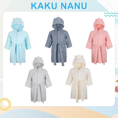 KAKU NANU Albornoz Niños Bata 100% Algodon Niña y Niño 2-10 Años,5 Colores Toalla Albornoces Infantiles Piscina,Absorbente con 2