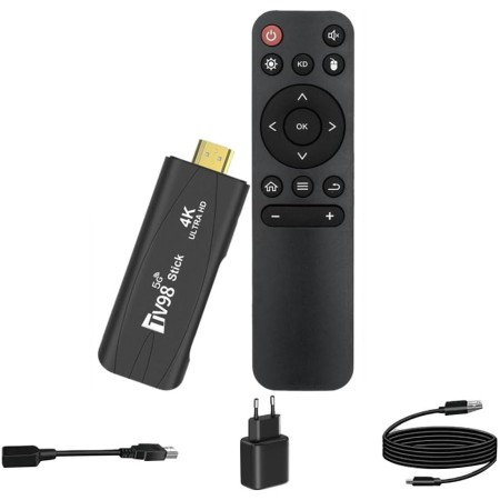 Simpls TV98 TV Stick 2G+16G Android12.1 2.4G 5G WiFi Android Smart TV Box 4K 60Fps Decodificador (Enchufe de la UE)
