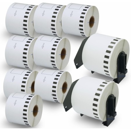 BETCKEY - 10 Rollos de DK-22205 Cinta Continua de Papel Térmico Compatible con Brother, 62mm x 30.48m, 10 continuous Etiquetas