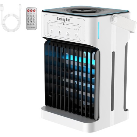 Aire acondicionado portátil para dormitorio, enfriador de aire evaporativo de doble motor con 3 velocidades y 3 niebla,