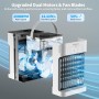 Aire acondicionado portátil para dormitorio, enfriador de aire evaporativo de doble motor con 3 velocidades y 3 niebla,