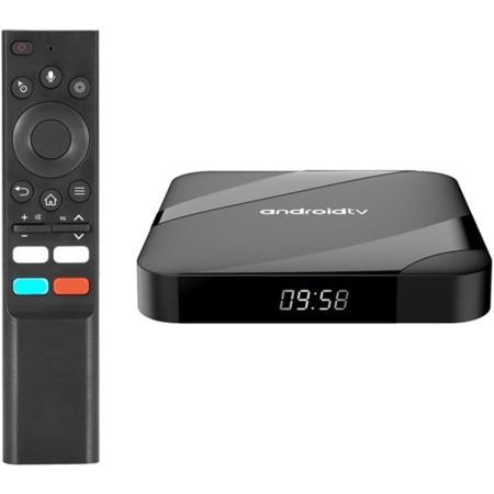 Qussedser ATV Android 14 Smart TV Box 4 GB + 64 GB AV1 S905W2 Quad-Core Dual WiFi Control Remoto por Voz Reproductor Multimedia