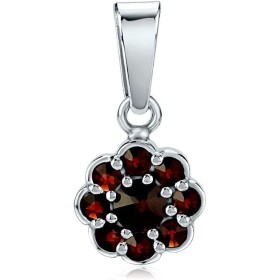 SILVEGO - SILVEGOB180007 - Colgante para Mujer de Plata 925 con Granate de Bohemia Auténtico Forma Flor