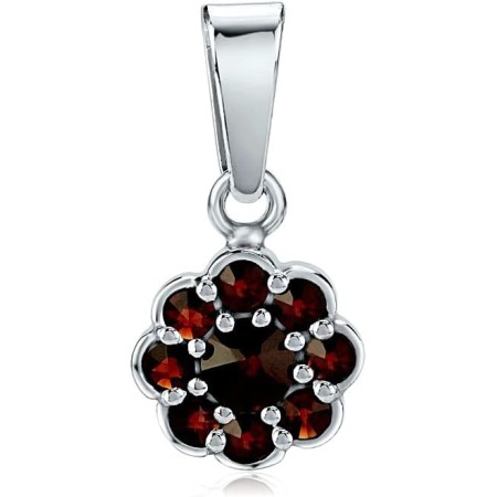SILVEGO - SILVEGOB180007 - Colgante para Mujer de Plata 925 con Granate de Bohemia Auténtico Forma Flor