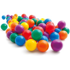 Intex Pack 100 Bolas Infantiles, Diámetro 6,5 cm, 6 Colores Surtidos, Plástico Resistente, Juego sensorial y motriz, Uso
