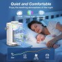 Enfriador de aire, aire acondicionado portátil, mini aire acondicionado 4 en 1, 2 niebla fría, 4 velocidades de viento, 7 luces