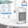 Enfriador de aire, aire acondicionado portátil, mini aire acondicionado 4 en 1, 2 niebla fría, 4 velocidades de viento, 7 luces