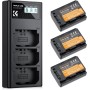 K&F Concept 3-Pack NP-FZ100 Batería 2280mAh y Cargador LCD de 3 Ranuras para Sony FX3 FX30 A7 III A7 IV A7R III A7R IV A9 A6600