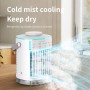 Enfriador de aire, aire acondicionado portátil, mini aire acondicionado 4 en 1, 2 niebla fría, 4 velocidades de viento, 7 luces